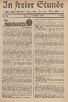 In Freier Stunde : Unterhaltungsbeilage zum „Posener Tageblatt”. Jg.3, Nr. 229 (5 Oktober 1929)