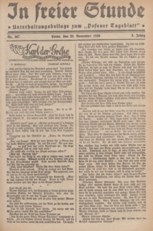 In Freier Stunde : Unterhaltungsbeilage zum „Posener Tageblatt”. Jg.3, Nr. 267 (20 November 1929)