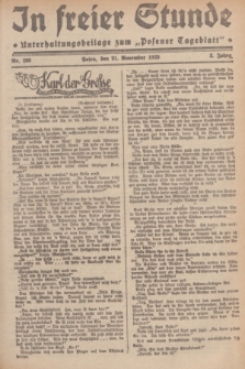 In Freier Stunde : Unterhaltungsbeilage zum „Posener Tageblatt”. Jg.3, Nr. 268 (21 November 1929)