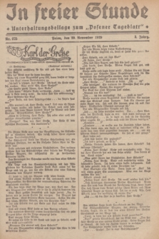 In Freier Stunde : Unterhaltungsbeilage zum „Posener Tageblatt”. Jg.3, Nr. 275 (29 November 1929)