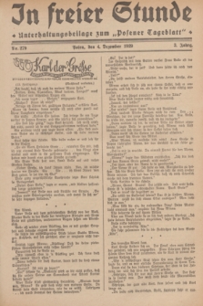 In Freier Stunde : Unterhaltungsbeilage zum „Posener Tageblatt”. Jg.3, Nr. 279 (4 Dezember 1929)