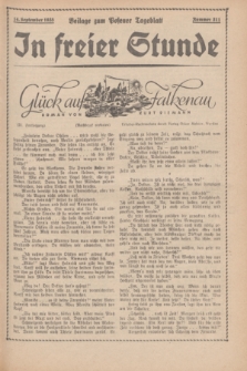 In Freier Stunde : Beilage zum „Posener Tageblatt”. 1935, Nr. 211 (14 September)
