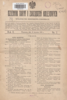 Dziennik Taryf i Zarządzeń Kolejowych : wydawnictwo Ministerstwa Komunikacji. R.2, nr 2 (22 stycznia 1929)