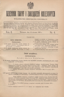 Dziennik Taryf i Zarządzeń Kolejowych : wydawnictwo Ministerstwa Komunikacji. R.2, nr 4 (24 stycznia 1929)