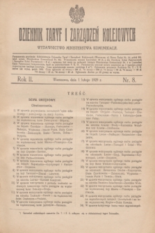 Dziennik Taryf i Zarządzeń Kolejowych : wydawnictwo Ministerstwa Komunikacji. R.2, nr 8 (1 lutego 1929)