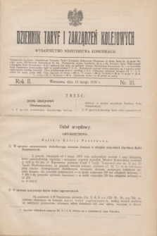 Dziennik Taryf i Zarządzeń Kolejowych : wydawnictwo Ministerstwa Komunikacji. R.2, nr 10 (13 lutego 1929)