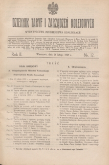 Dziennik Taryf i Zarządzeń Kolejowych : wydawnictwo Ministerstwa Komunikacji. R.2, nr 12 (26 lutego 1929)