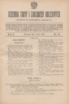 Dziennik Taryf i Zarządzeń Kolejowych : wydawnictwo Ministerstwa Komunikacji. R.2, nr 14 (5 marca 1929)
