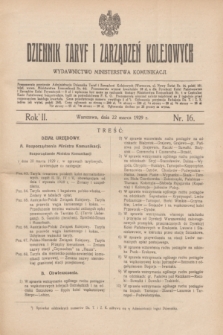 Dziennik Taryf i Zarządzeń Kolejowych : wydawnictwo Ministerstwa Komunikacji. R.2, nr 16 (22 marca 1929)