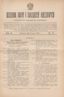 Dziennik Taryf i Zarządzeń Kolejowych : wydawnictwo Ministerstwa Komunikacji. R.2, nr 17 (29 marca 1929)