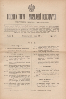 Dziennik Taryf i Zarządzeń Kolejowych : wydawnictwo Ministerstwa Komunikacji. R.2, nr 21 (1 maja 1929)