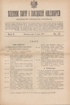 Dziennik Taryf i Zarządzeń Kolejowych : wydawnictwo Ministerstwa Komunikacji. R.2, nr 22 (15 maja 1929)