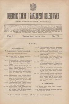 Dziennik Taryf i Zarządzeń Kolejowych : wydawnictwo Ministerstwa Komunikacji. R.2, nr 23 (1 czerwca 1929)