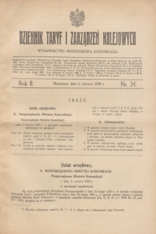 Dziennik Taryf i Zarządzeń Kolejowych : wydawnictwo Ministerstwa Komunikacji. R.2, nr 24 (6 czerwca 1929)