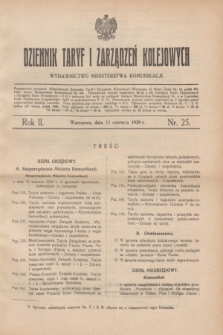 Dziennik Taryf i Zarządzeń Kolejowych : wydawnictwo Ministerstwa Komunikacji. R.2, nr 25 (15 czerwca 1929)