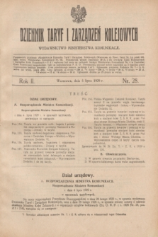 Dziennik Taryf i Zarządzeń Kolejowych : wydawnictwo Ministerstwa Komunikacji. R.2, nr 28 (5 lipca 1929)