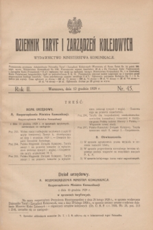 Dziennik Taryf i Zarządzeń Kolejowych : wydawnictwo Ministerstwa Komunikacji. R.2, nr 45 (12 grudnia 1929)
