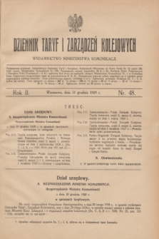 Dziennik Taryf i Zarządzeń Kolejowych : wydawnictwo Ministerstwa Komunikacji. R.2, nr 48 (31 grudnia 1929)
