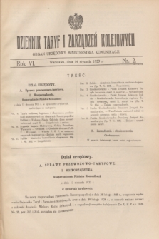 Dziennik Taryf i Zarządzeń Kolejowych : organ urzędowy Ministerstwa Komunikacji. R.6, nr 2 (14 stycznia 1933)