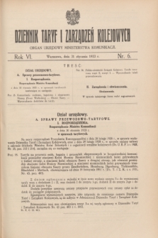 Dziennik Taryf i Zarządzeń Kolejowych : organ urzędowy Ministerstwa Komunikacji. R.6, nr 6 (31 stycznia 1933)
