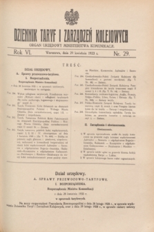 Dziennik Taryf i Zarządzeń Kolejowych : organ urzędowy Ministerstwa Komunikacji. R.6, nr 29 (29 kwietnia 1933)