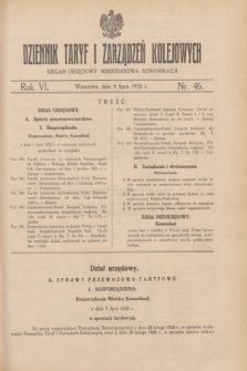 Dziennik Taryf i Zarządzeń Kolejowych : organ urzędowy Ministerstwa Komunikacji. R.6, nr 46 (8 lipca 1933)
