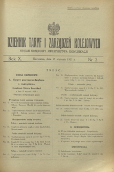 Dziennik Taryf i Zarządzeń Kolejowych : organ urzędowy Ministerstwa Komunikacji. R.10, nr 2 (15 stycznia 1937)