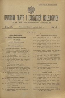Dziennik Taryf i Zarządzeń Kolejowych : organ urzędowy Ministerstwa Komunikacji. R.10, nr 4 (29 stycznia 1937)