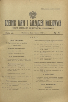 Dziennik Taryf i Zarządzeń Kolejowych : organ urzędowy Ministerstwa Komunikacji. R.10, nr 9 (5 marca 1937)