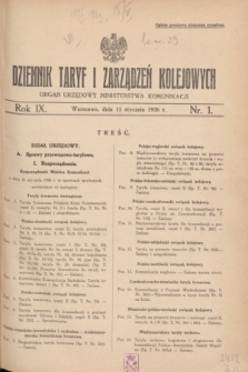 Dziennik Taryf i Zarządzeń Kolejowych : organ urzędowy Ministerstwa Komunikacji. R.9, nr 1 (11 stycznia 1936)