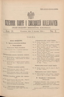 Dziennik Taryf i Zarządzeń Kolejowych : organ urzędowy Ministerstwa Komunikacji. R.9, nr 2 (15 stycznia 1936)