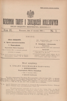Dziennik Taryf i Zarządzeń Kolejowych : organ urzędowy Ministerstwa Komunikacji. R.9, nr 3 (17 stycznia 1936)