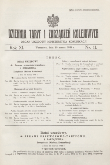 Dziennik Taryf i Zarządzeń Kolejowych : organ urzędowy Ministerstwa Komunikacji. R.11, nr 11 (10 marca 1938)