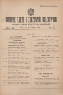 Dziennik Taryf i Zarządzeń Kolejowych : organ urzędowy Ministerstwa Komunikacji. R.11, nr 32 (29 lipca 1938)