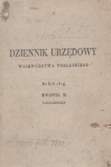 Dziennik Urzędowy Woiewództwa Podlaskiego. 1819, Nro 13 (3 kwietnia) + dod.