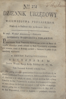 Dziennik Urzędowy Województwa Podlaskiego. 1824, Nro 274 (10 kwietnia) + dod.