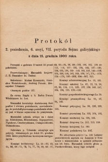 [Kadencja VII, sesja VI, pos. 2] Protokół 2. Posiedzenia, 6. Sesyi, VII. Peryodu Sejmu Galicyjskiego