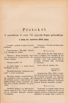 [Kadencja VII, sesja VI, pos. 6] Protokół 6. Posiedzenia, 6. Sesyi, VII. Peryodu Sejmu Galicyjskiego