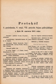 [Kadencja VII, sesja VI, pos. 8] Protokół 8. Posiedzenia, 6. Sesyi, VII. Peryodu Sejmu Galicyjskiego