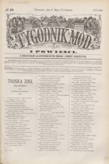 Tygodnik Mód i Powieści : z dodatkiem illustrowanym ubrań i robót kobiecych. 1875, № 24 (12 czerwca) + dod.