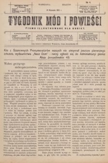 Tygodnik Mód i Powieści : pismo illustrowane dla kobiet. 1911, № 4 (28 stycznia)