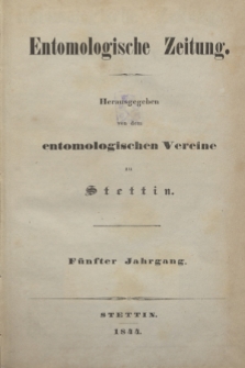 Entomologische Zeitung herausgegeben von dem entomologischen Vereine zu Stettin. Jg.5, Indeks (1844)