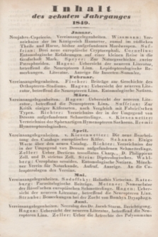 Entomologische Zeitung herausgegeben von dem entomologischen Vereine zu Stettin. Jg.10, Indeks (1849)