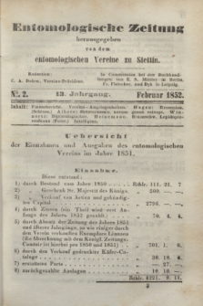 Entomologische Zeitung herausgegeben von dem entomologischen Vereine zu Stettin. Jg.13, No. 2 (1 Februar 1852)