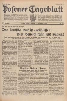 Posener Tageblatt. Jg.77, Nr. 221 (28 September 1938) + dod.