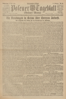 Posener Tageblatt (Posener Warte). Jg.61, Nr. 84 (13 April 1922) + dod.