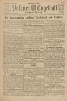 Posener Tageblatt (Posener Warte). Jg.61, Nr. 88 (20 April 1922) + dod.