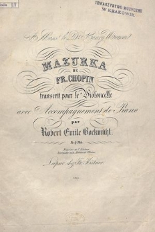 Mazurka : transcrit pour le violoncelle avec accompagnement de piano