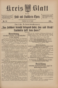 Kreis-Blatt für den Land - und Stadtkreis Thorn. 1918, Nr. 70 (31 August)