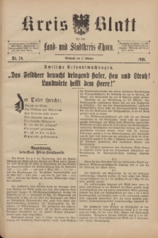 Kreis-Blatt für den Land - und Stadtkreis Thorn. 1918, Nr. 79 (2 Oktober) + dod.